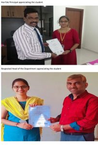 Appreciating Mba student by Director and MBA HOD