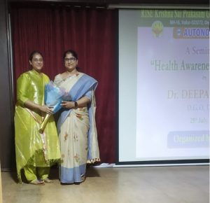 A seminar on Health Awareness for young Females by Dr.Deepa , on 25.07.2023 Organized by RAGA