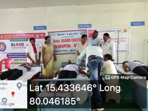 Blood Donation Camp By NSS RISEGROUPS in Association With GGH Ongole Dt: 27th July’23