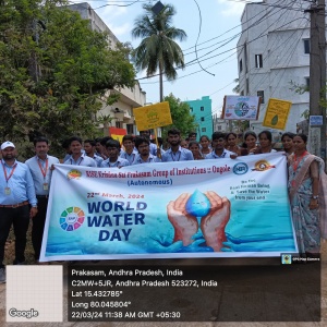 “World Water Day” awareness program by Rise Group students . Organized SAP @ RISEGROUPS Dt : 22-03-24